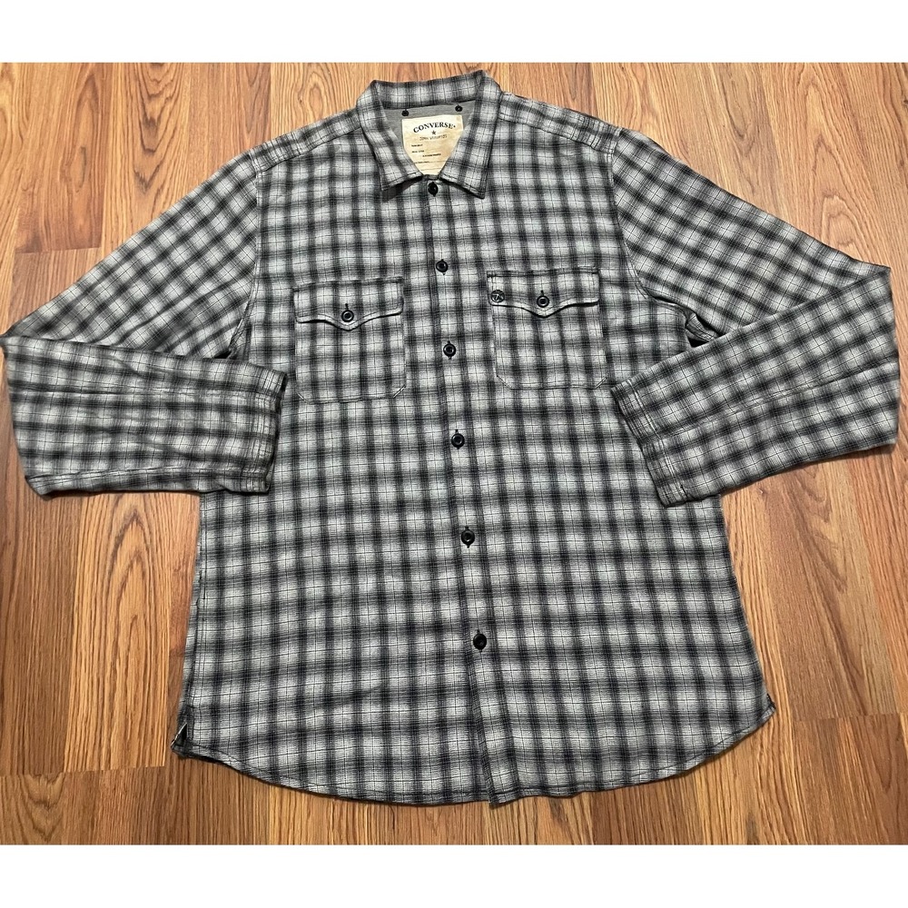 Converse John Varvatos Shirt Mens Large Plaid Lined Button Front Overshirt
